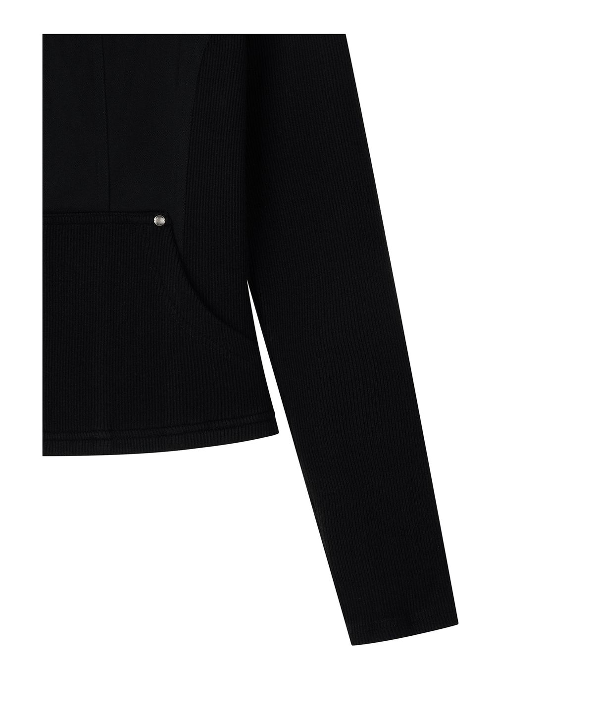 로타입(ROUGHTYPE) Slim Biker Knit Sleeve Zip-up Jacket - Black