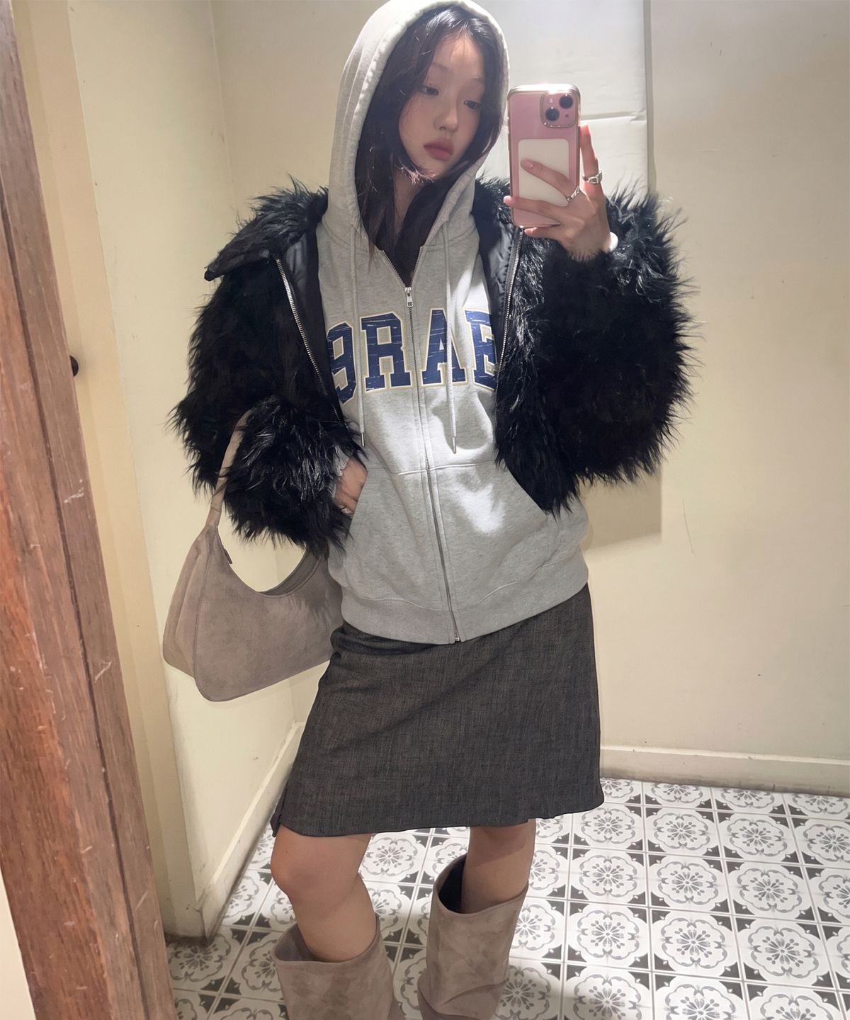 그레이버(GRAVER) [UNISEX]9RAE VINTAGE 후드집업_4color