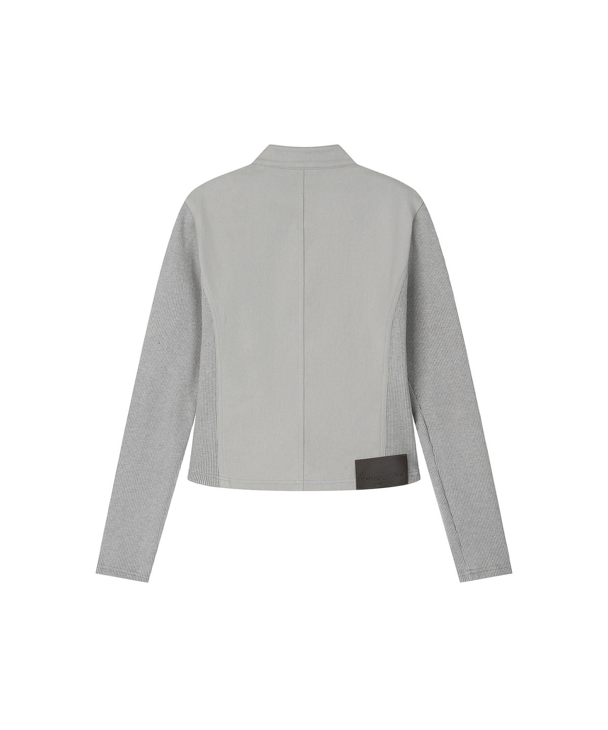 로타입(ROUGHTYPE) Slim Biker Knit Sleeve Zip-up Jacket - Light gray