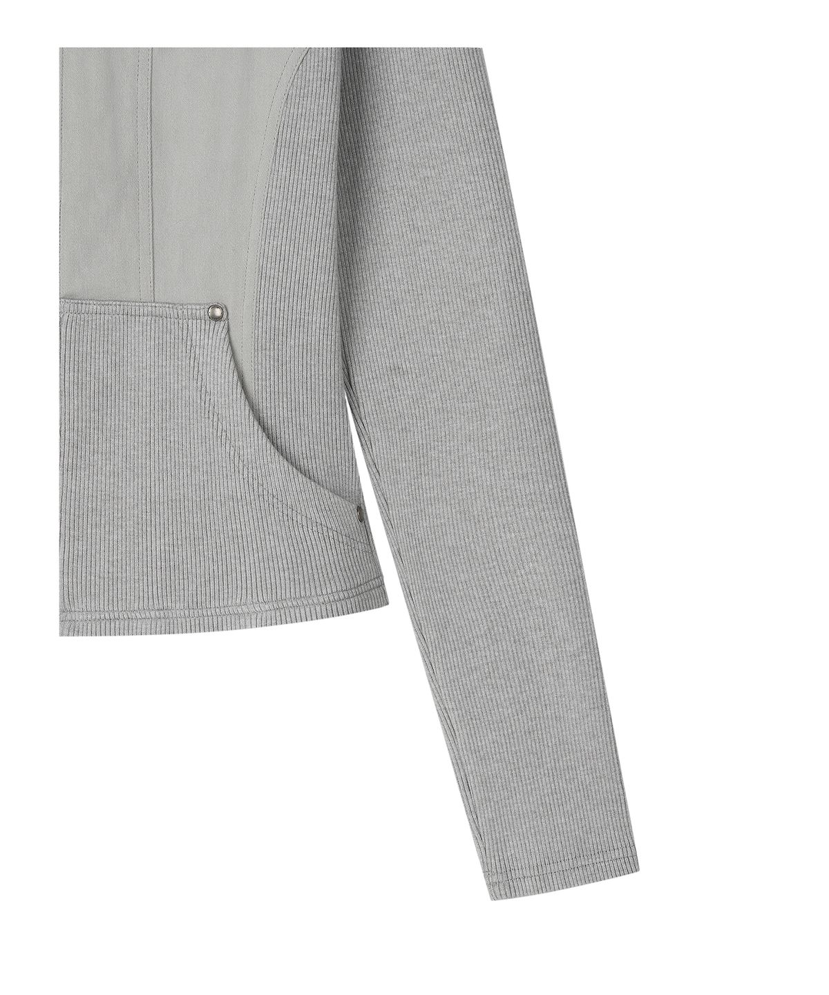 로타입(ROUGHTYPE) Slim Biker Knit Sleeve Zip-up Jacket - Light gray