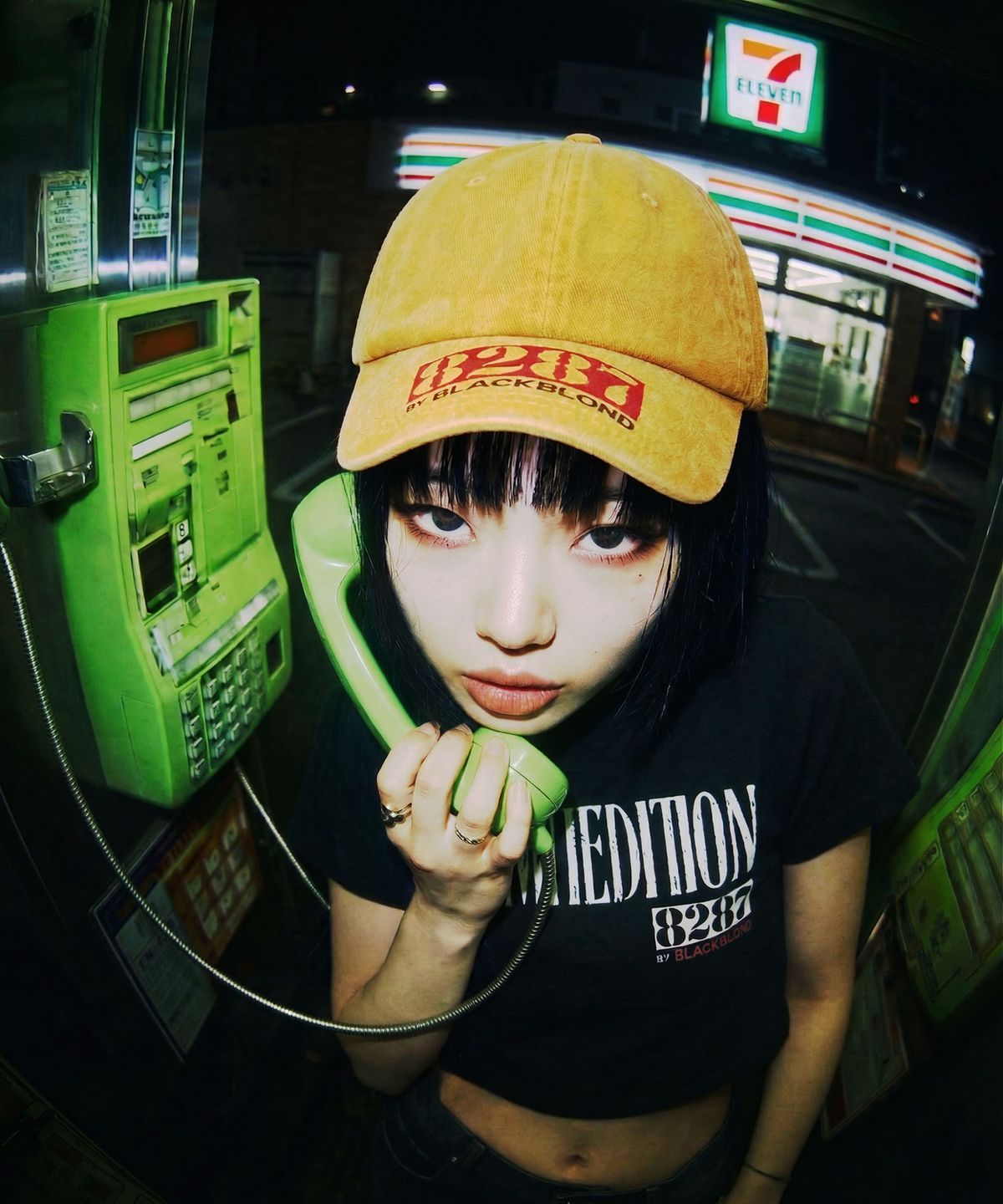 블랙블론드(BLACKBLOND) 8287 로고 피그먼트 캡 (머스타드)
