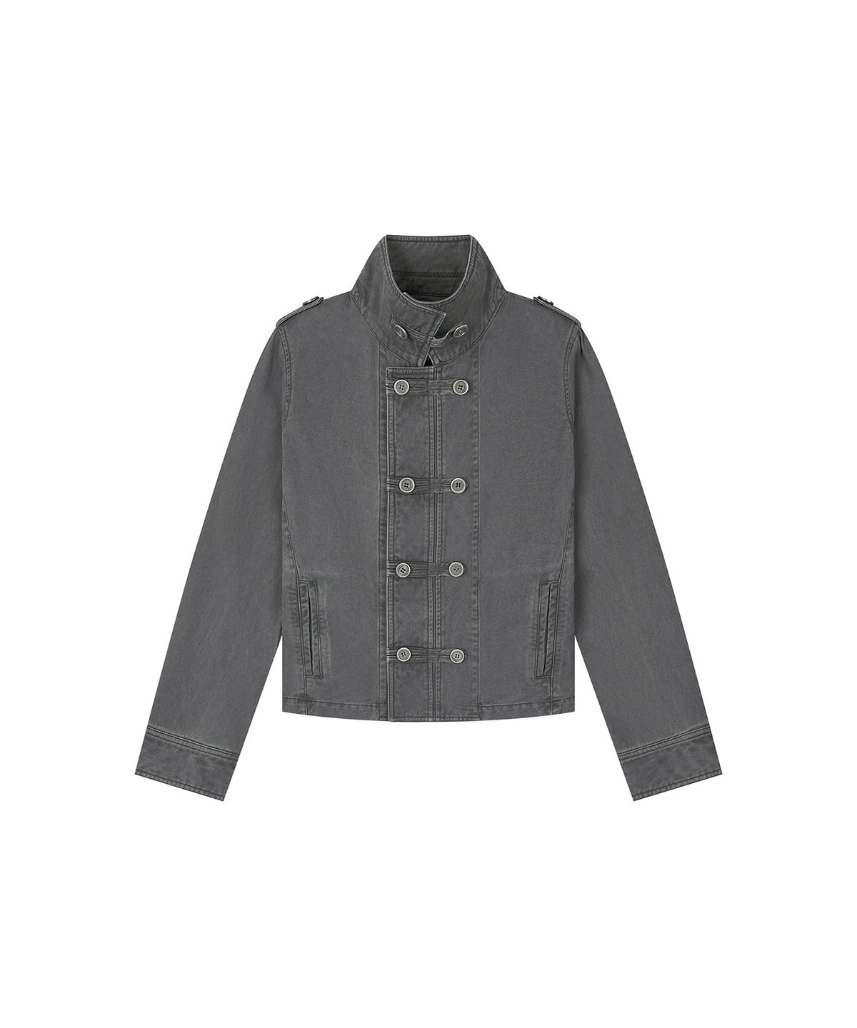 로타입(ROUGHTYPE) Washed Double Button Work Jacket - Charcoal