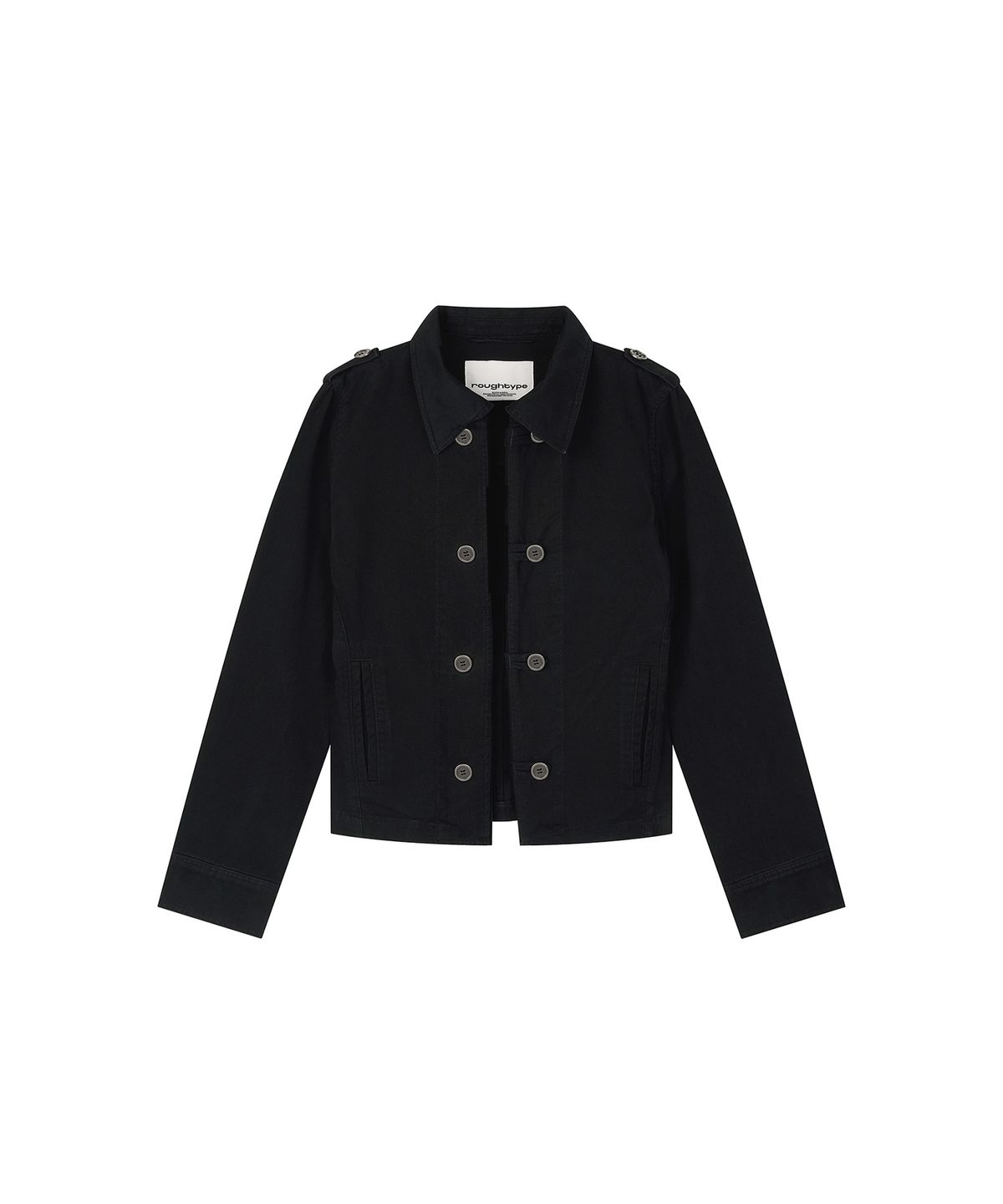 로타입(ROUGHTYPE) Washed Double Button Work Jacket - Black