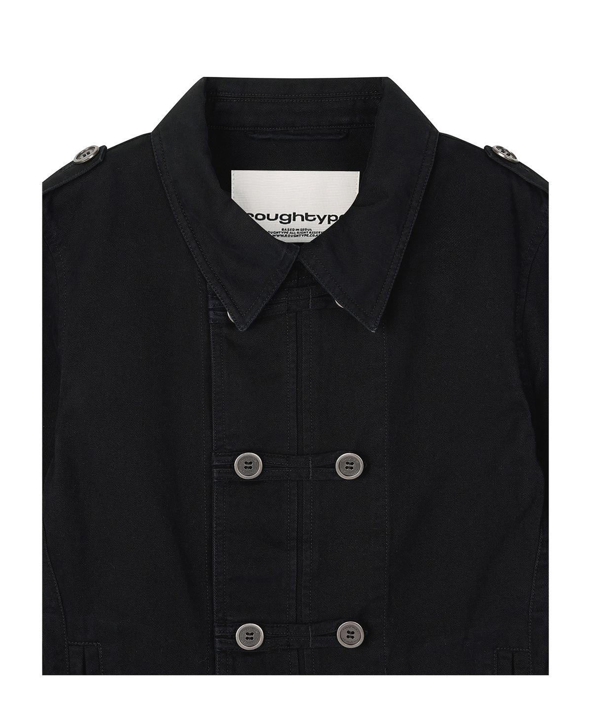 로타입(ROUGHTYPE) Washed Double Button Work Jacket - Black