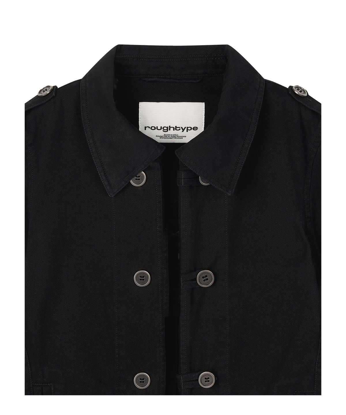 로타입(ROUGHTYPE) Washed Double Button Work Jacket - Black