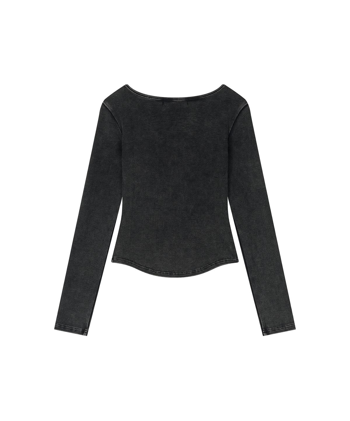 로타입(ROUGHTYPE) Slim Washed Henley Neck Long Sleeve - Black