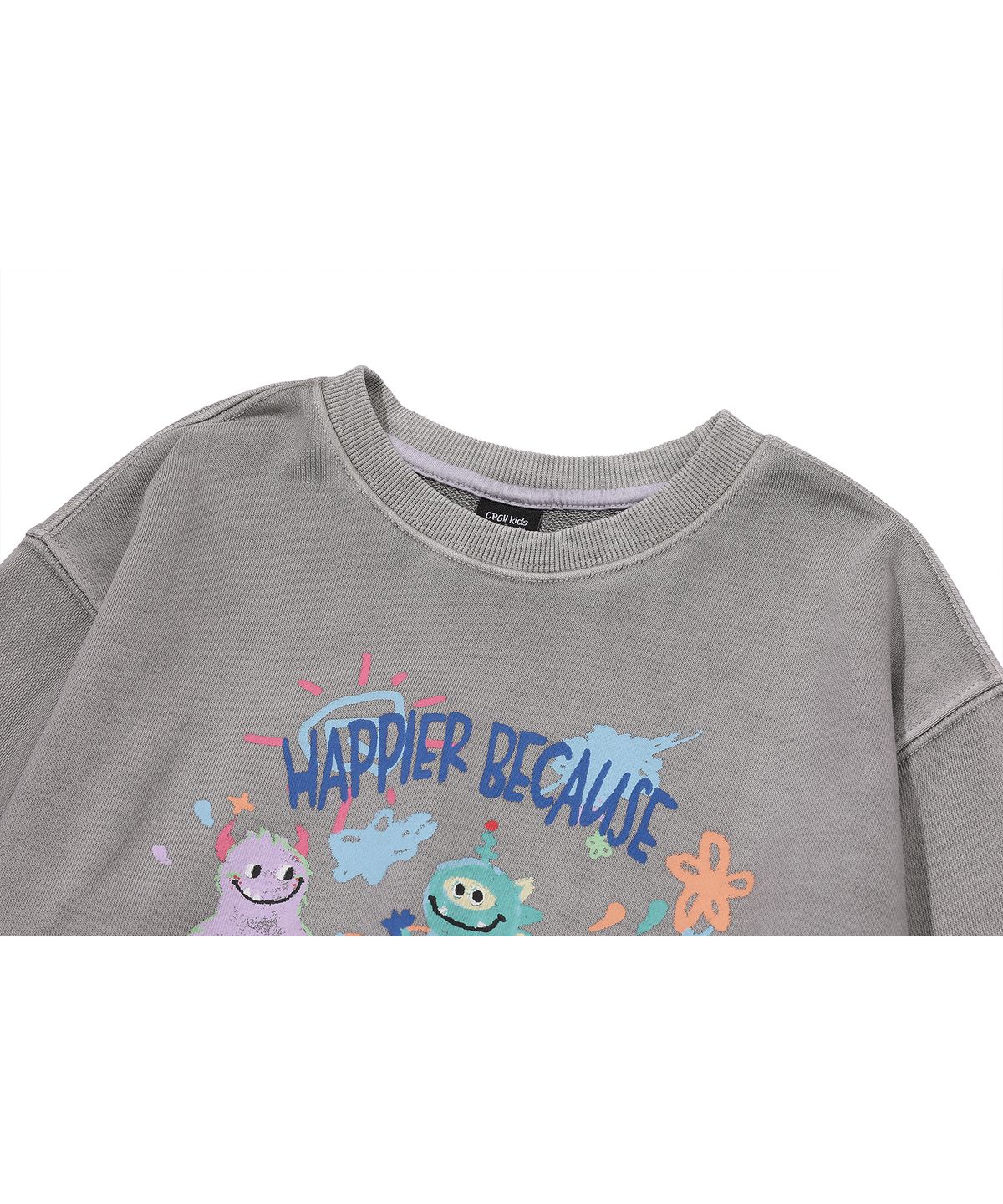 꼼파뇨 키즈(CPGN KIDS) KIDS happy day 피그먼트 맨투맨 고스트그레이