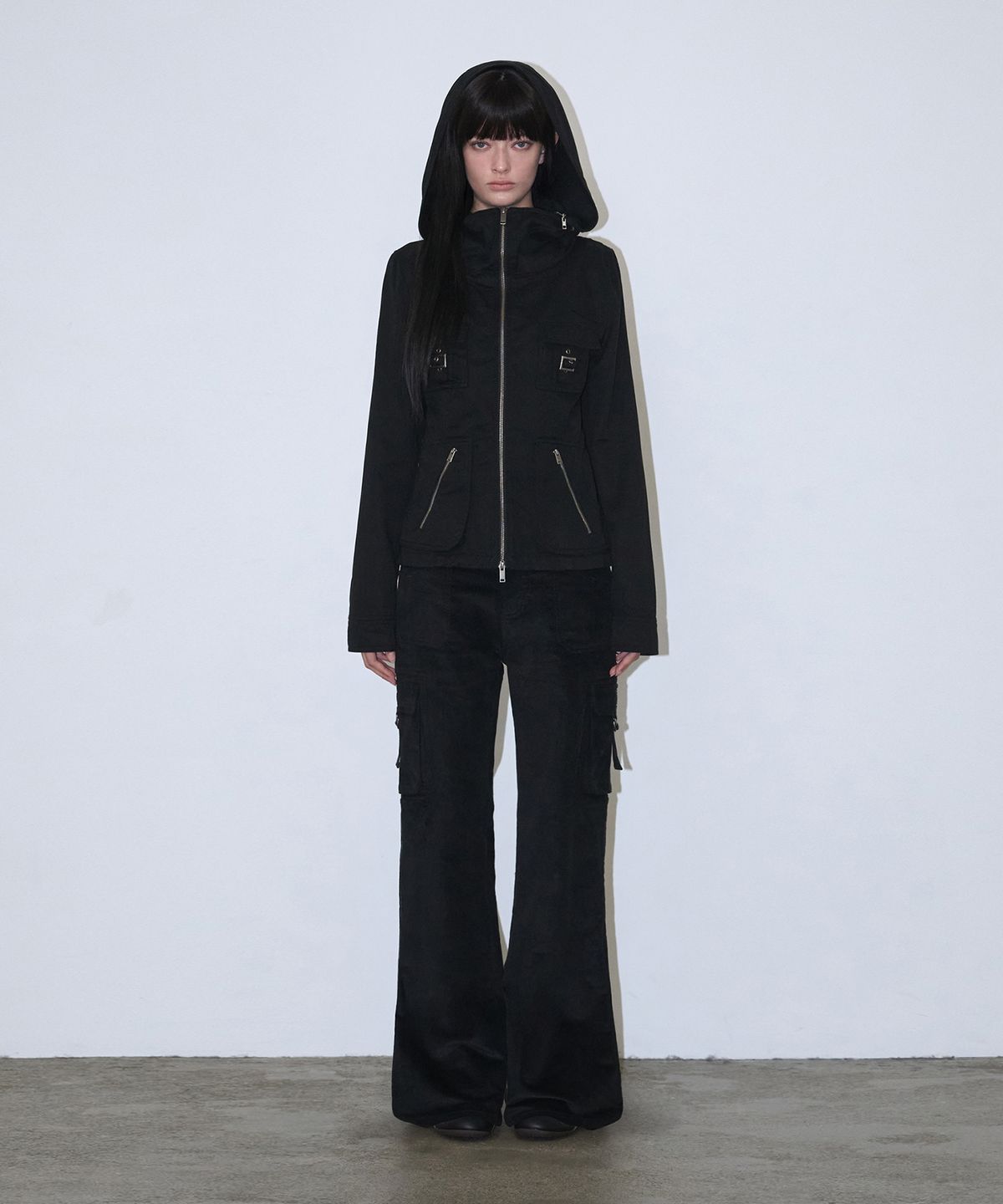 로타입(ROUGHTYPE) Utility Hooded Field Jacket - Black