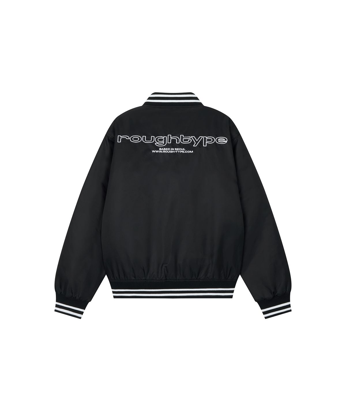 로타입(ROUGHTYPE) Patch Logo Stadium Jacket - Black