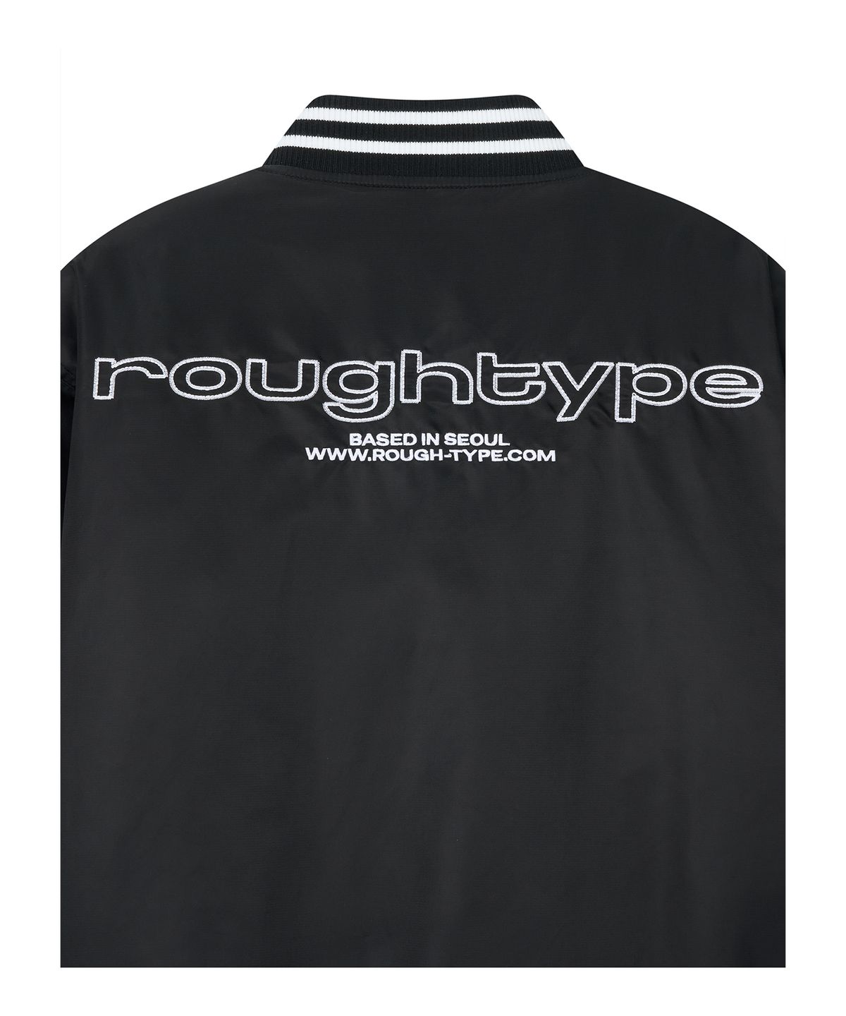 로타입(ROUGHTYPE) Patch Logo Stadium Jacket - Black