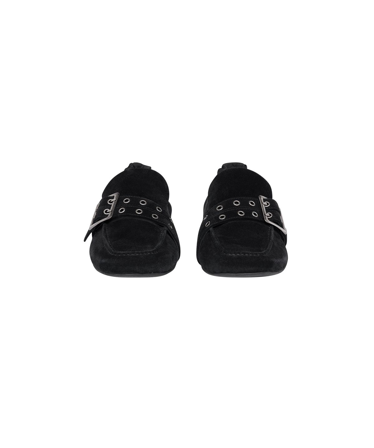 로타입(ROUGHTYPE) Buckle-line Suede Loafer - Black