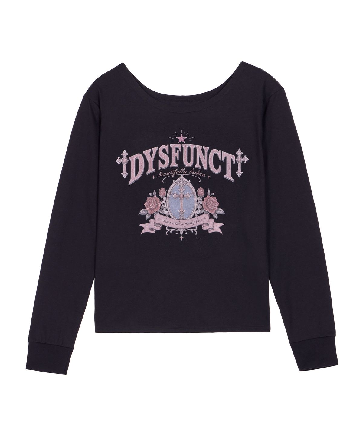 디스펑트(DYSFUNCT) ROSE FRAME GRAPHIC One-Shoulder Tee(BLACK)