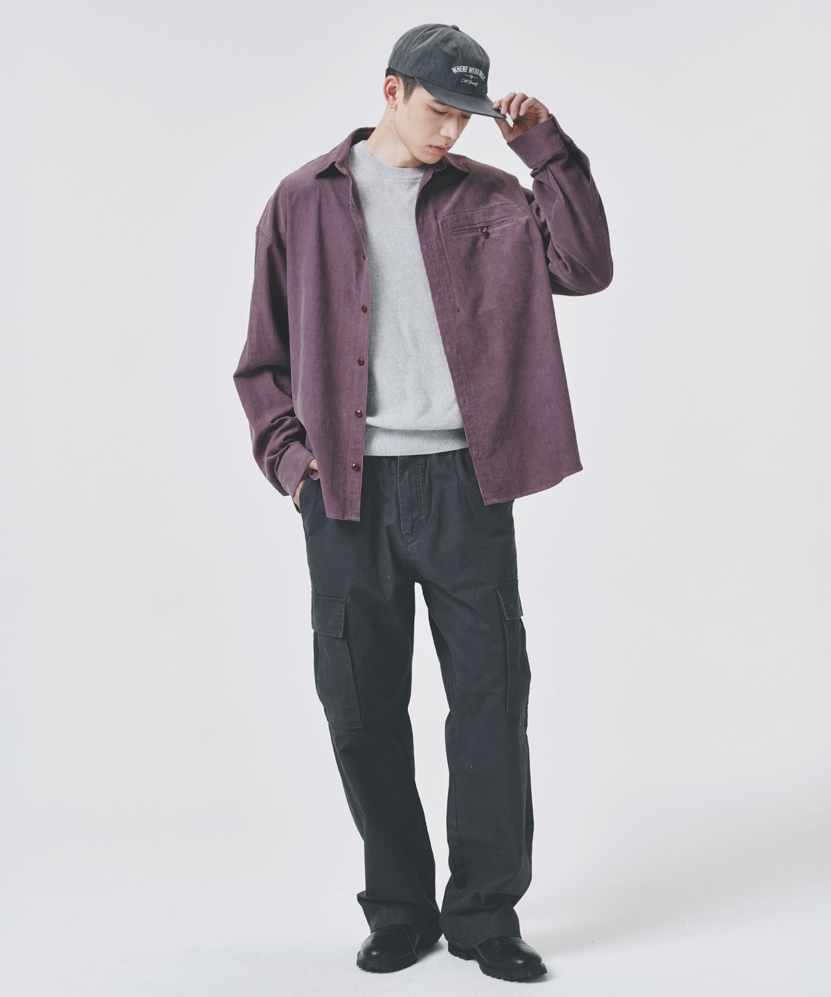 콜드블랭킷(COLD BLANKET) 코듀로이 언밸런스 오버핏 셔켓 퍼플