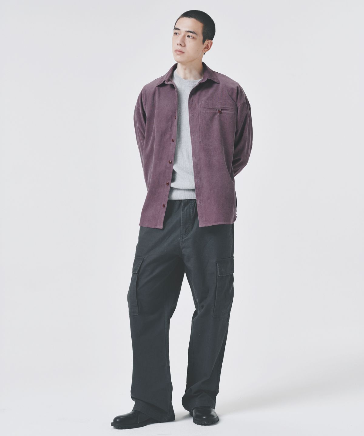 콜드블랭킷(COLD BLANKET) 코듀로이 언밸런스 오버핏 셔켓 퍼플