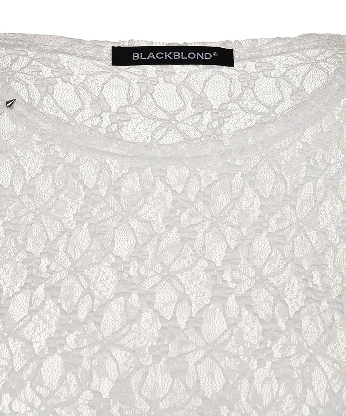 블랙블론드(BLACKBLOND) 8287 피어싱 시스루 레이스 긴팔티 (화이트)
