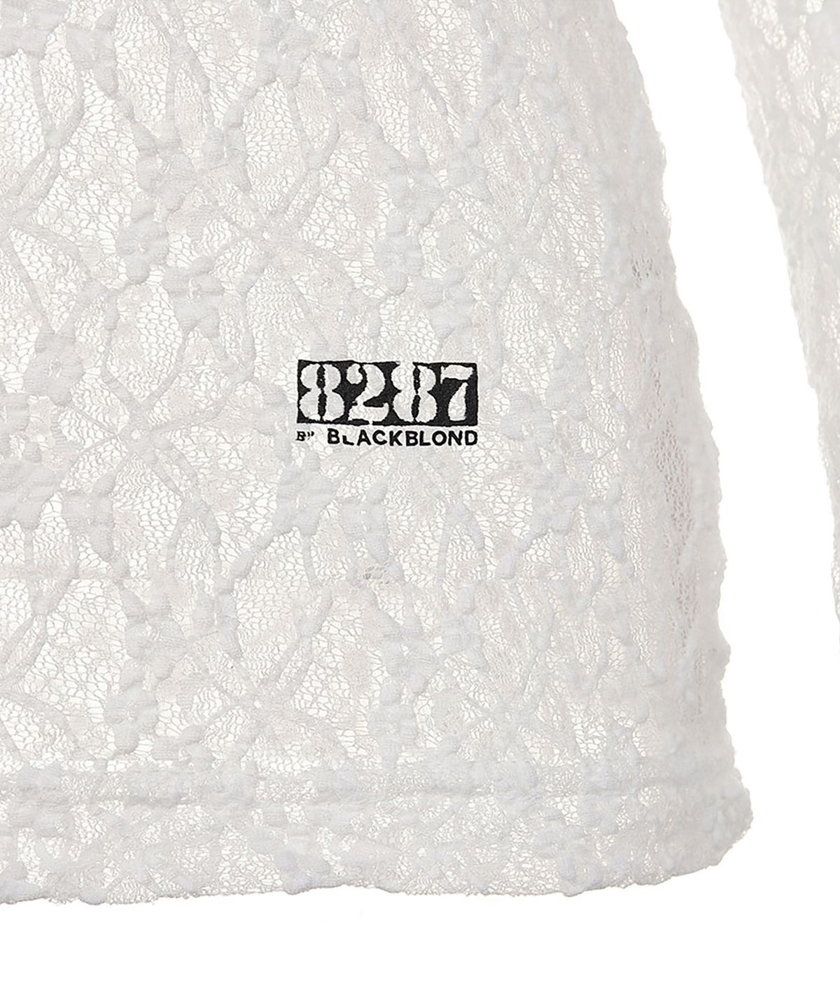 블랙블론드(BLACKBLOND) 8287 피어싱 시스루 레이스 긴팔티 (화이트)