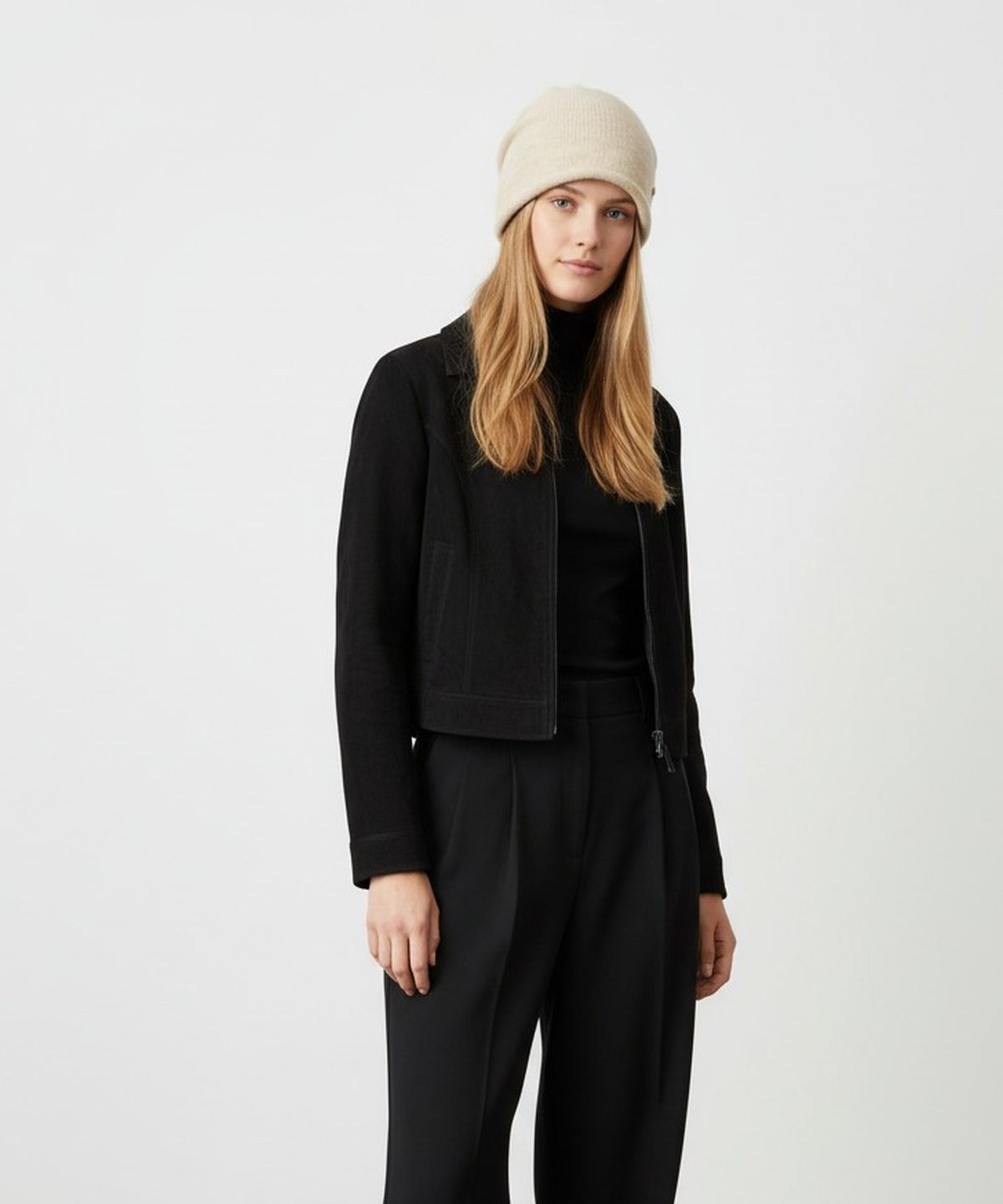 유니버셜 케미스트리(UNIVERSAL CHEMISTRY) Wool Ivory Roll-up Long Beanie 롱비니
