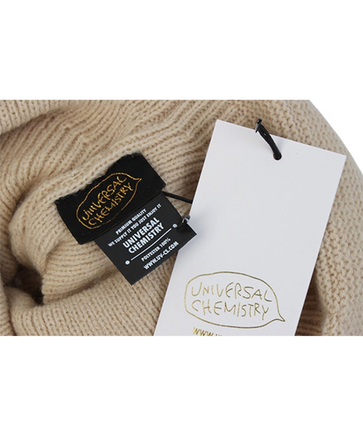 유니버셜 케미스트리(UNIVERSAL CHEMISTRY) Kint Beige Brim Beanie 니트비니