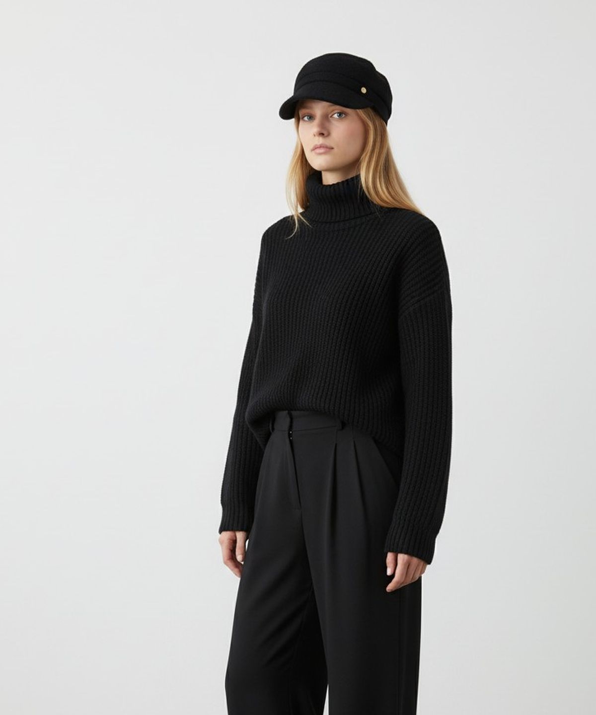 유니버셜 케미스트리(UNIVERSAL CHEMISTRY) Kint Black Brim Beanie 니트비니