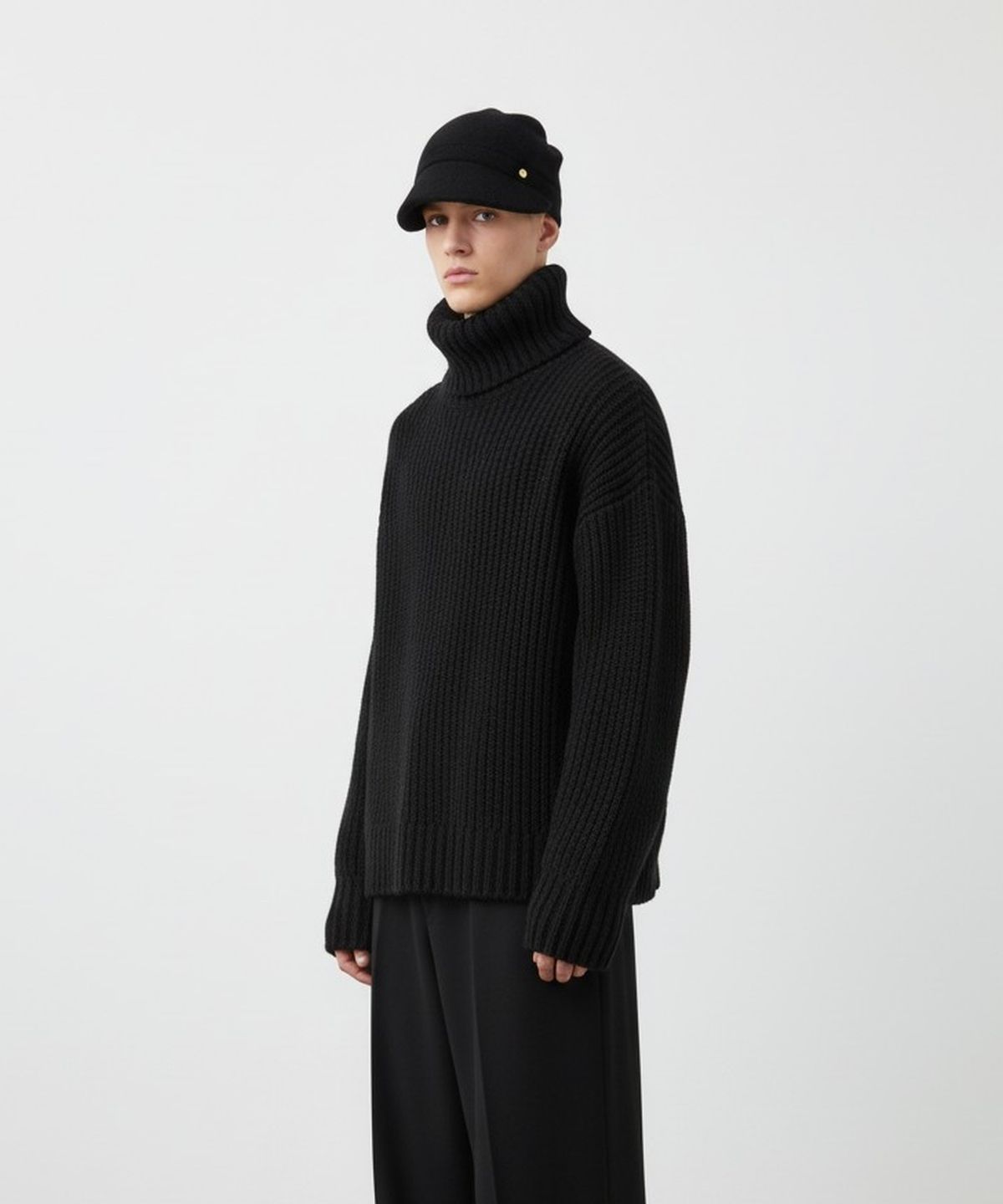 유니버셜 케미스트리(UNIVERSAL CHEMISTRY) Kint Black Brim Beanie 니트비니
