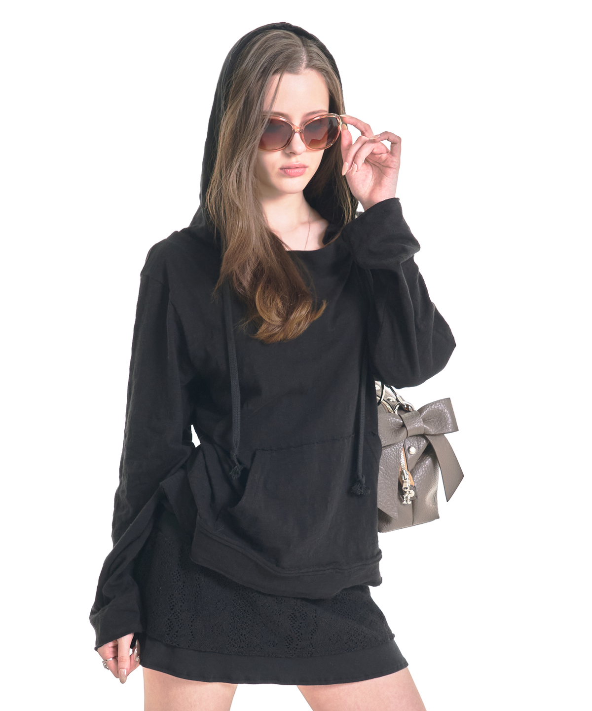 포어링(FORUSRING) Double button hoodie (black)