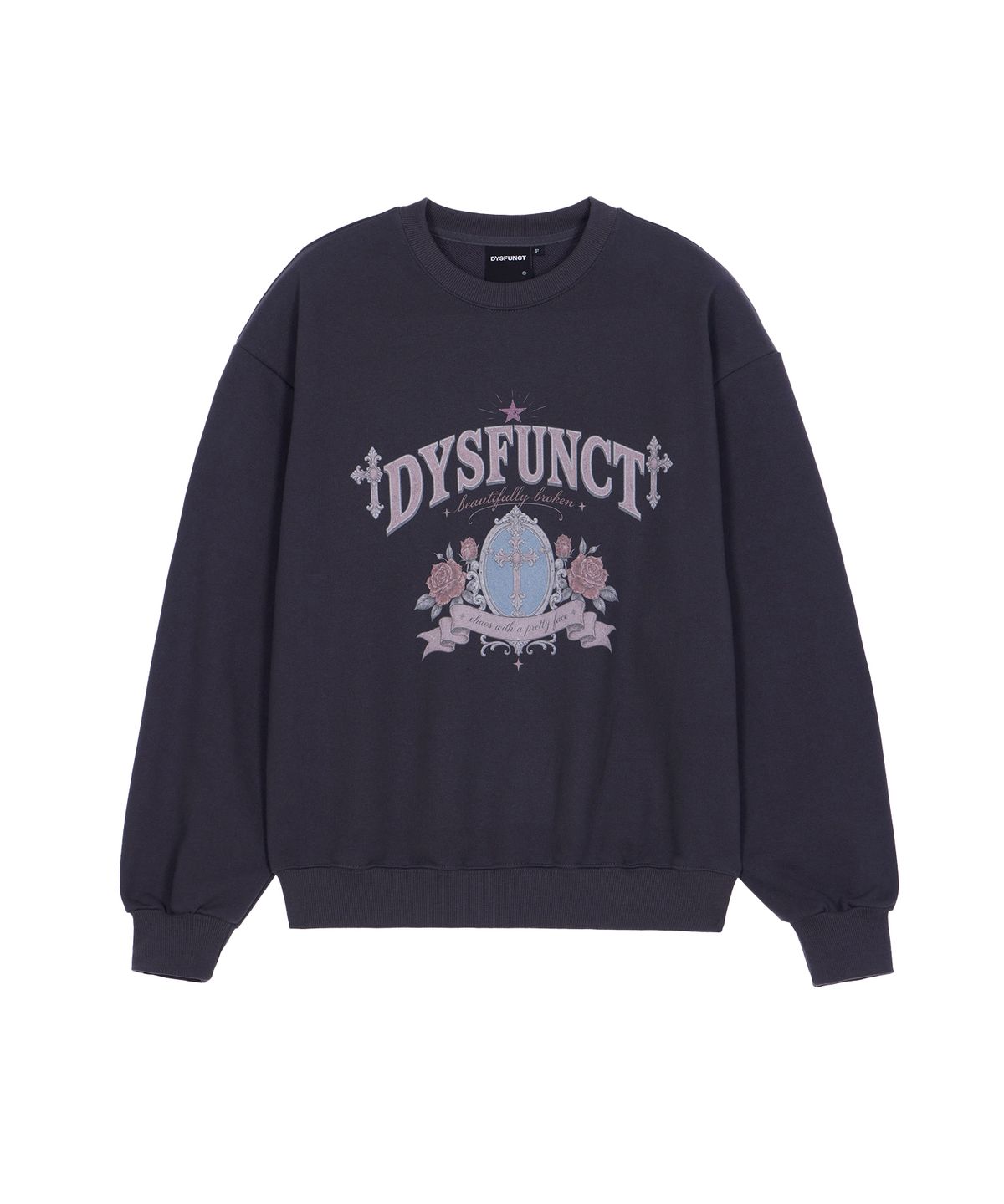 디스펑트(DYSFUNCT) ROSE FRAME GRAPHIC SWEATSHIRT(CHARCOAL)
