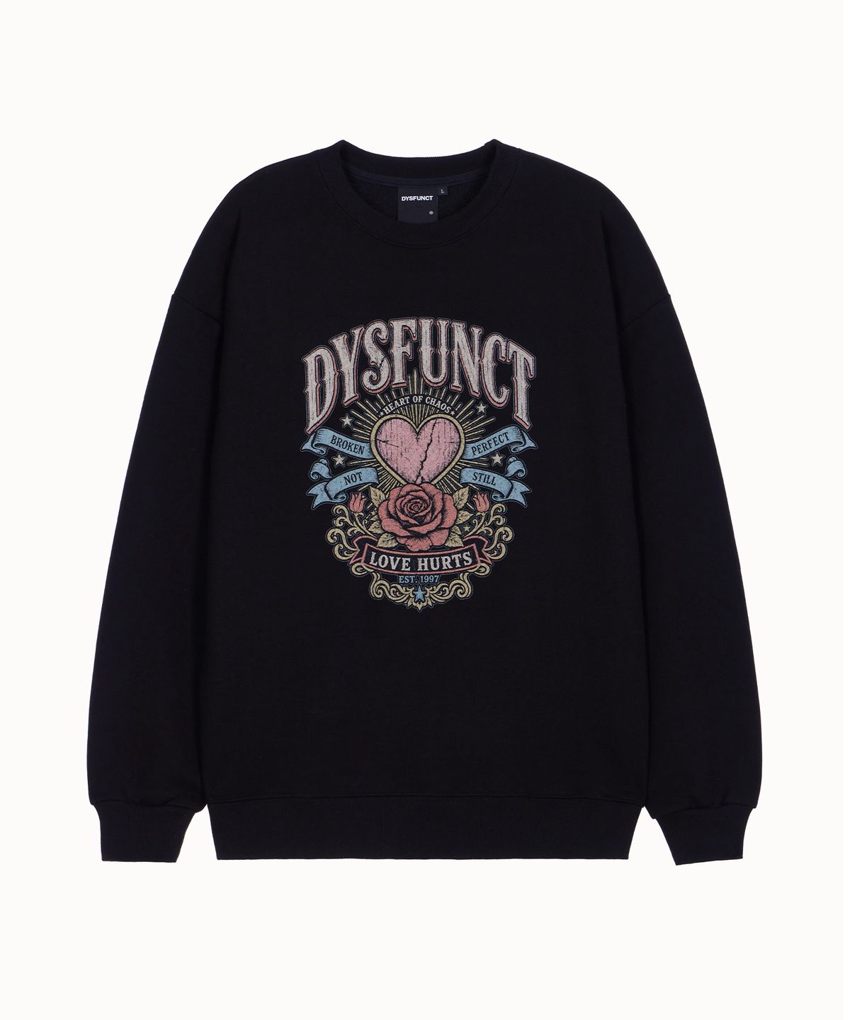 디스펑트(DYSFUNCT) LOVE HURTS VINTAGE SWEATSHIRT(BLACK)