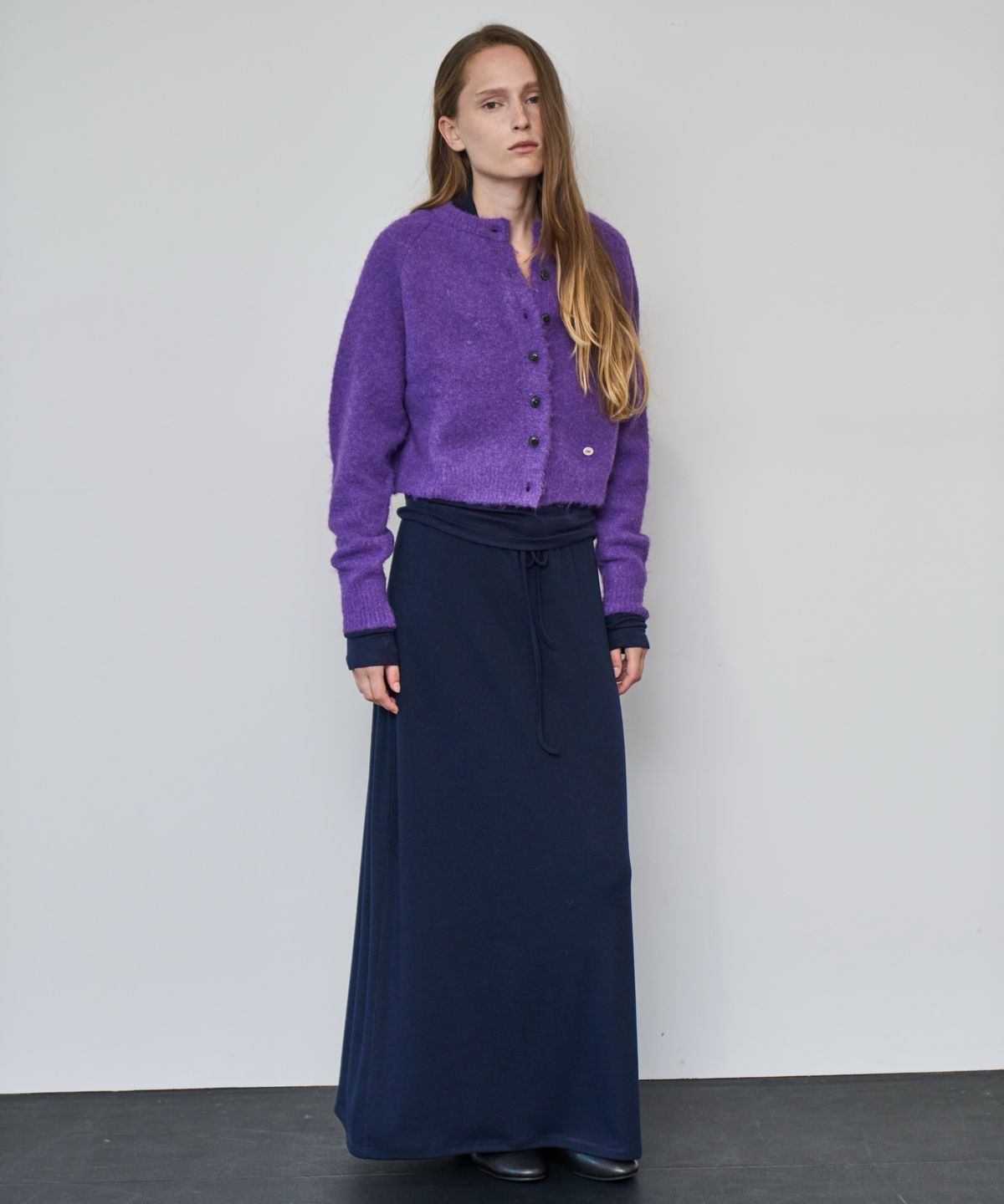 그리다제이(GRIDAJ) Comfort String Maxi Long Skirt   _ Navy