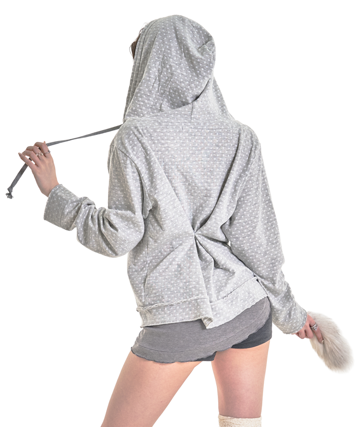 포어링(FORUSRING) Double button hoodie (grey dot)