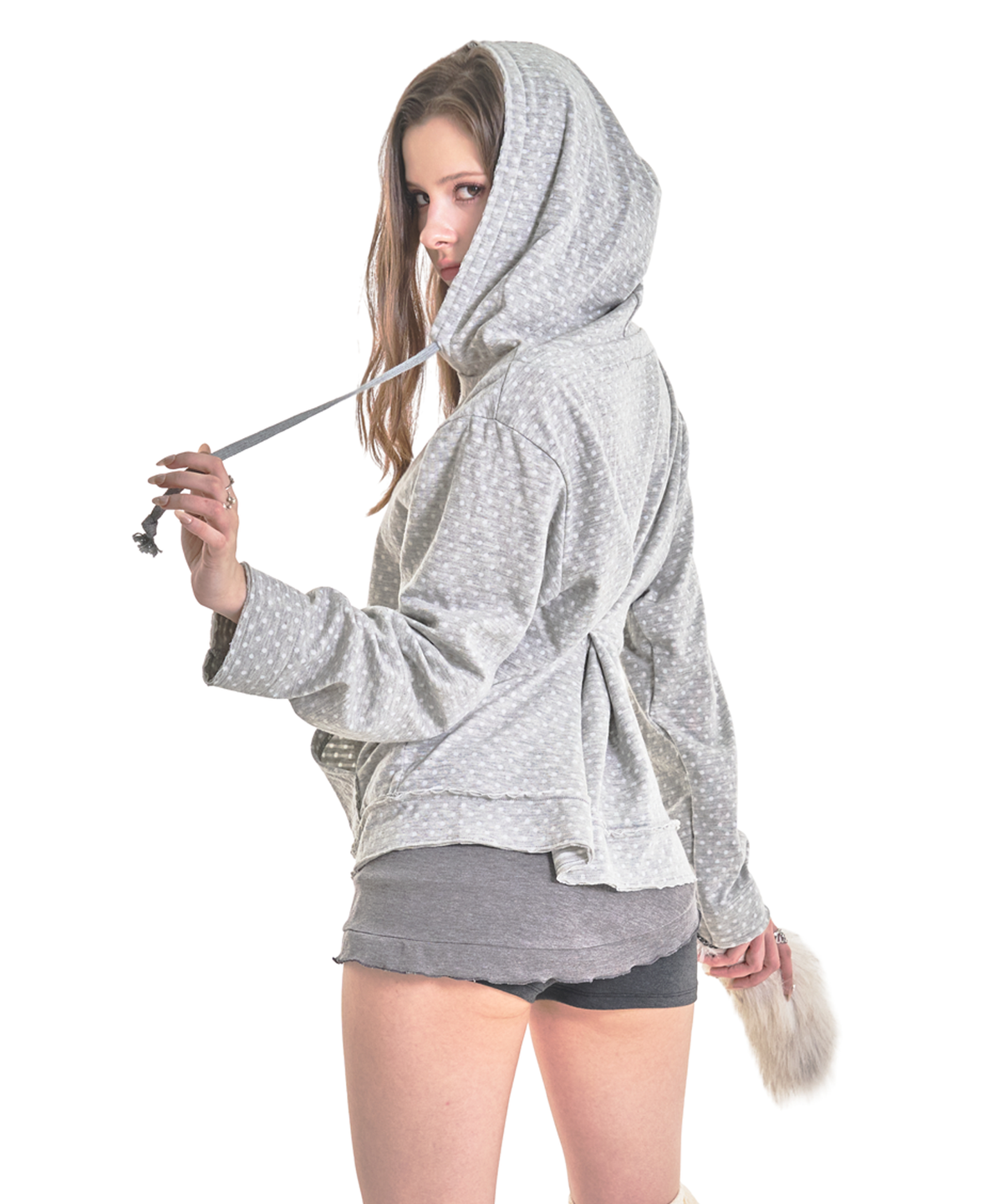 포어링(FORUSRING) Double button hoodie (grey dot)