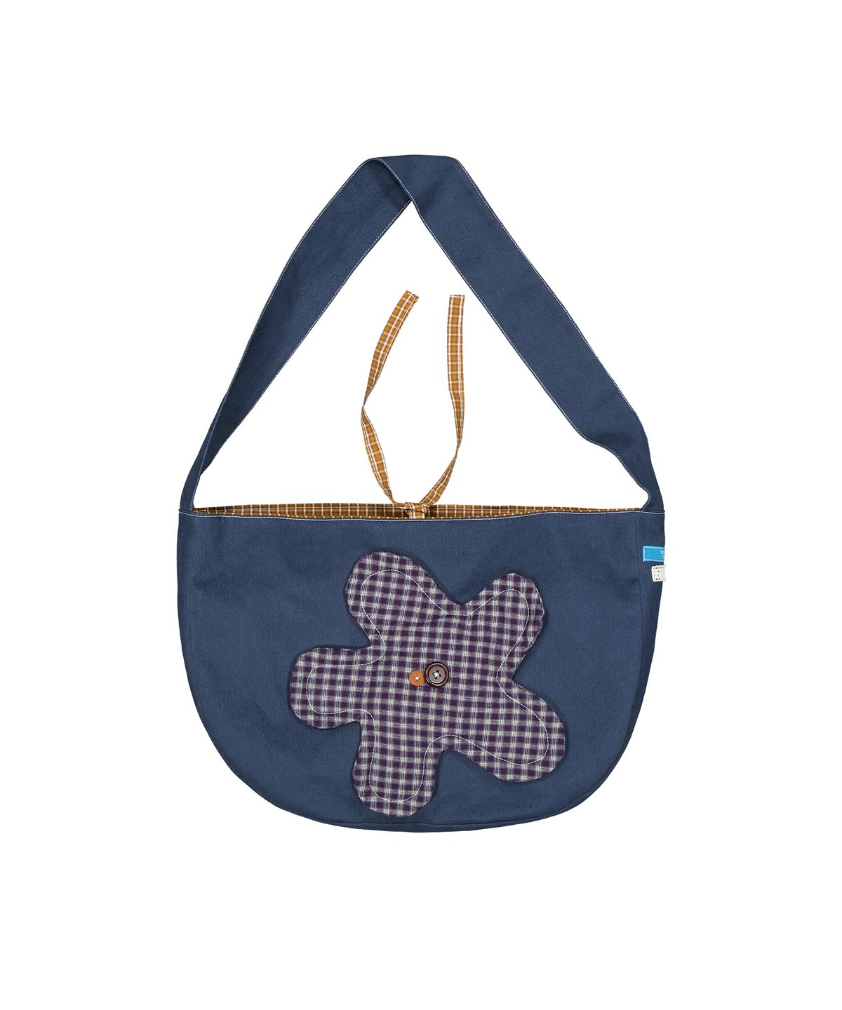 메종크렘(MAISON CREME) Check flower Cross bag_Navy