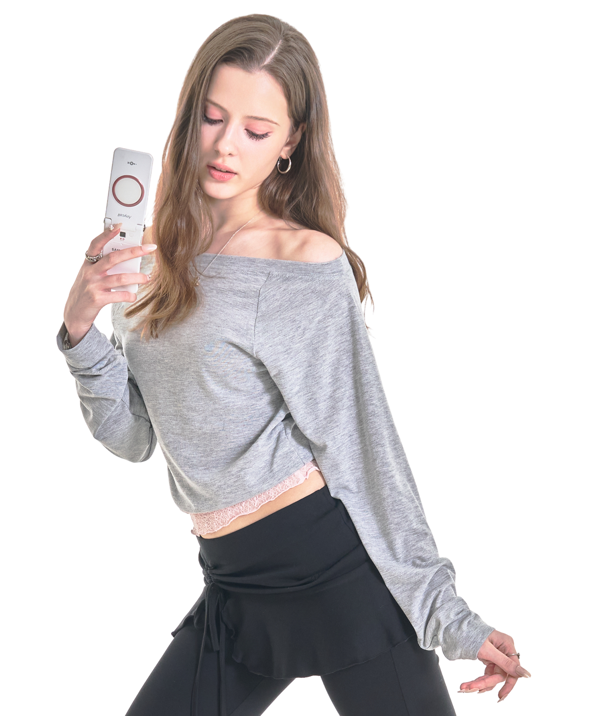 포어링(FORUSRING) For you lace tee (grey)
