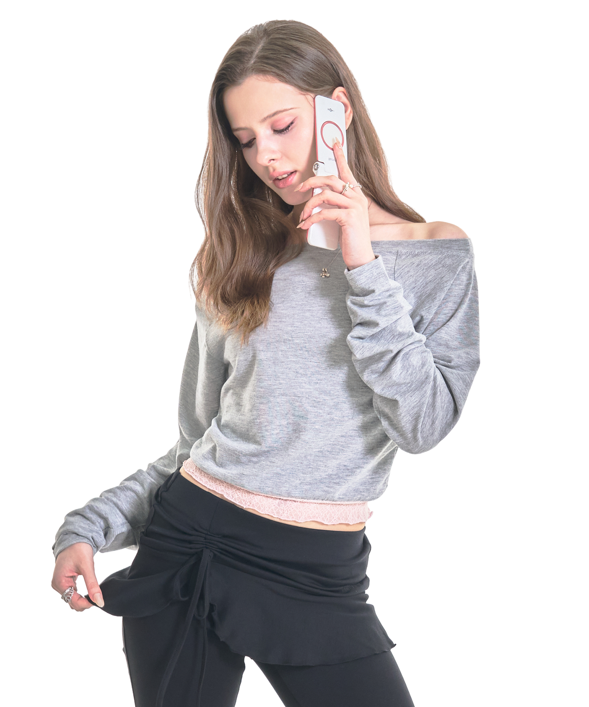 포어링(FORUSRING) For you lace tee (grey)