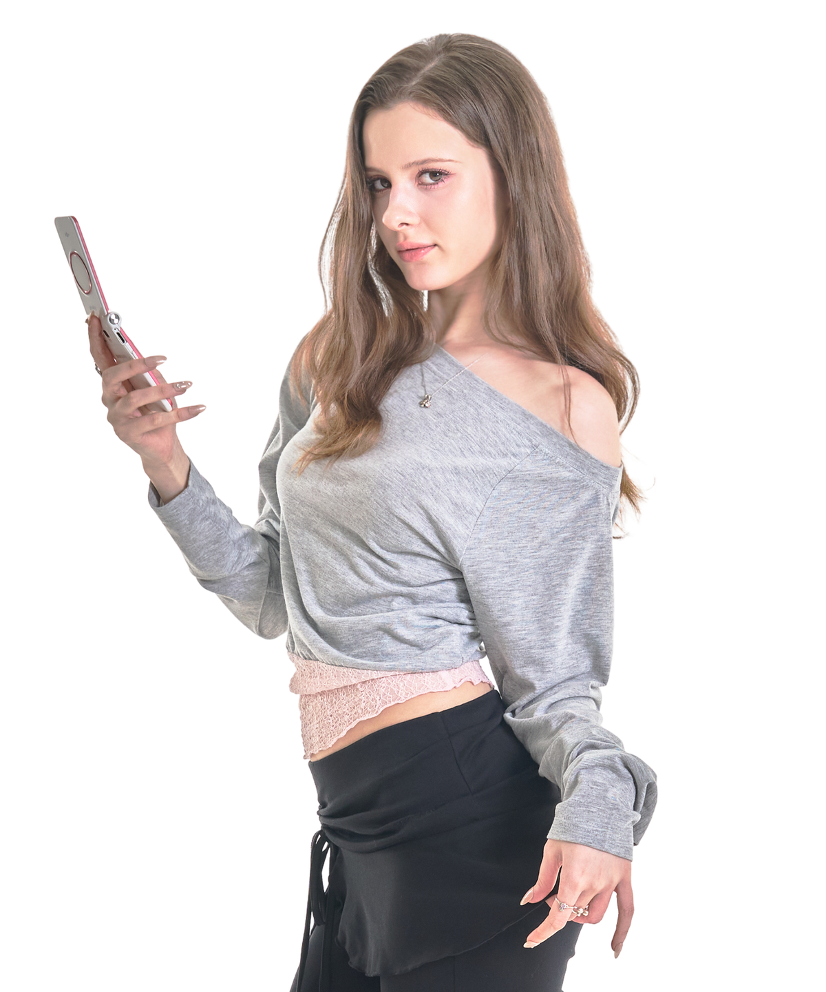 포어링(FORUSRING) For you lace tee (grey)