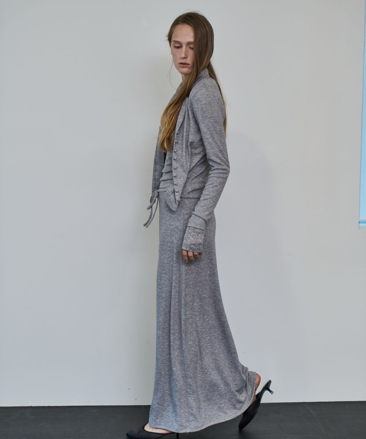 그리다제이(GRIDAJ) Comfort String Maxi Long Skirt   _ gray