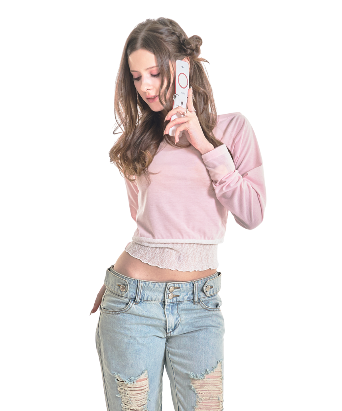 포어링(FORUSRING) For you lace tee (pink)