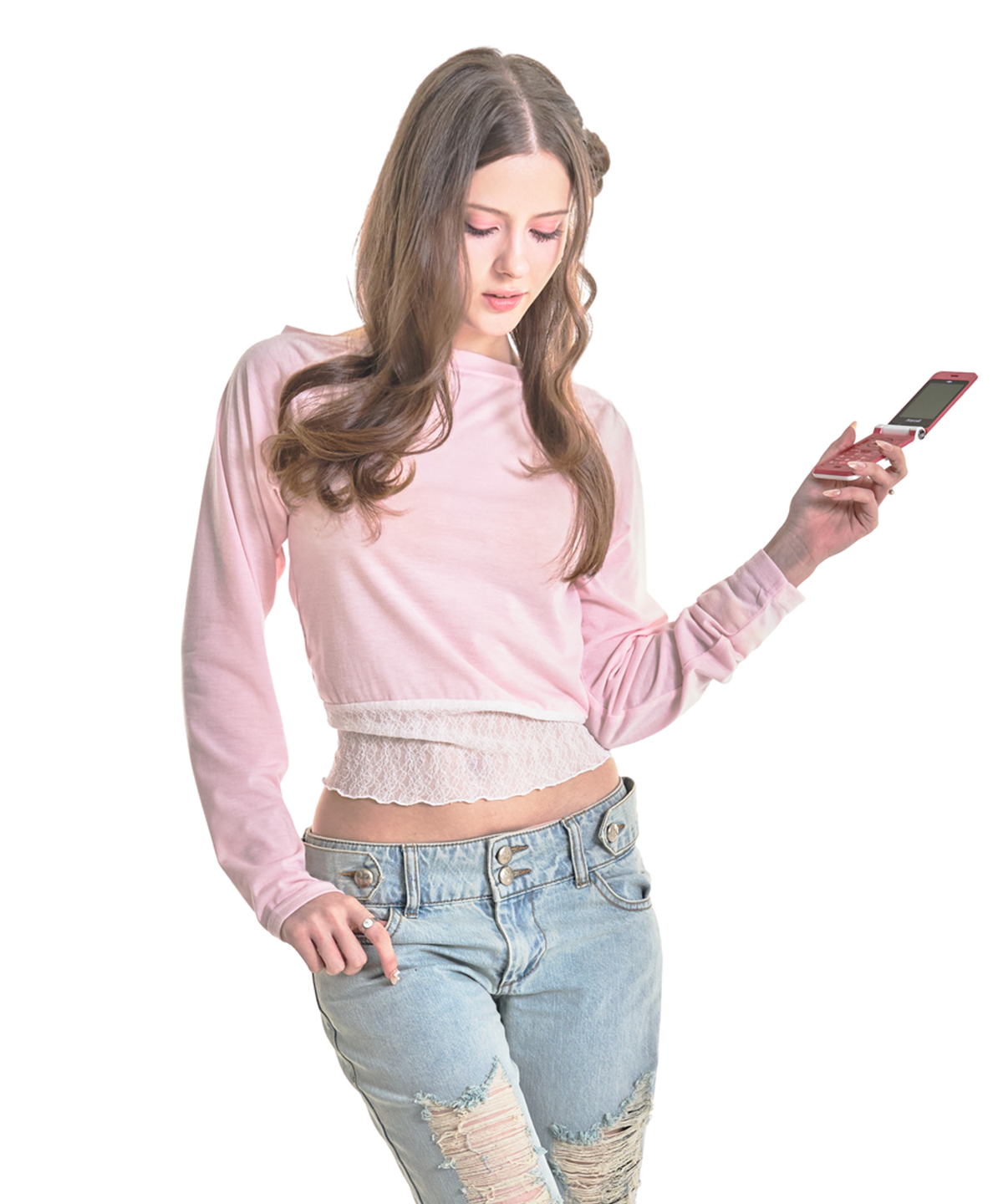 포어링(FORUSRING) For you lace tee (pink)