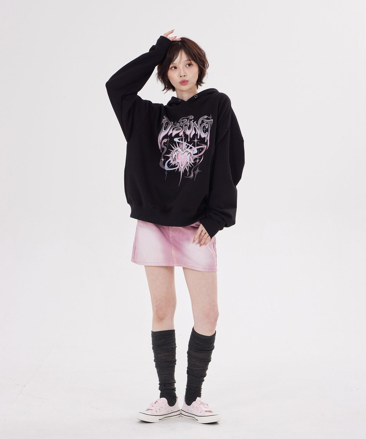디스펑트(DYSFUNCT) ORBIT HEART GRAPHIC HOODIE(BLACK)