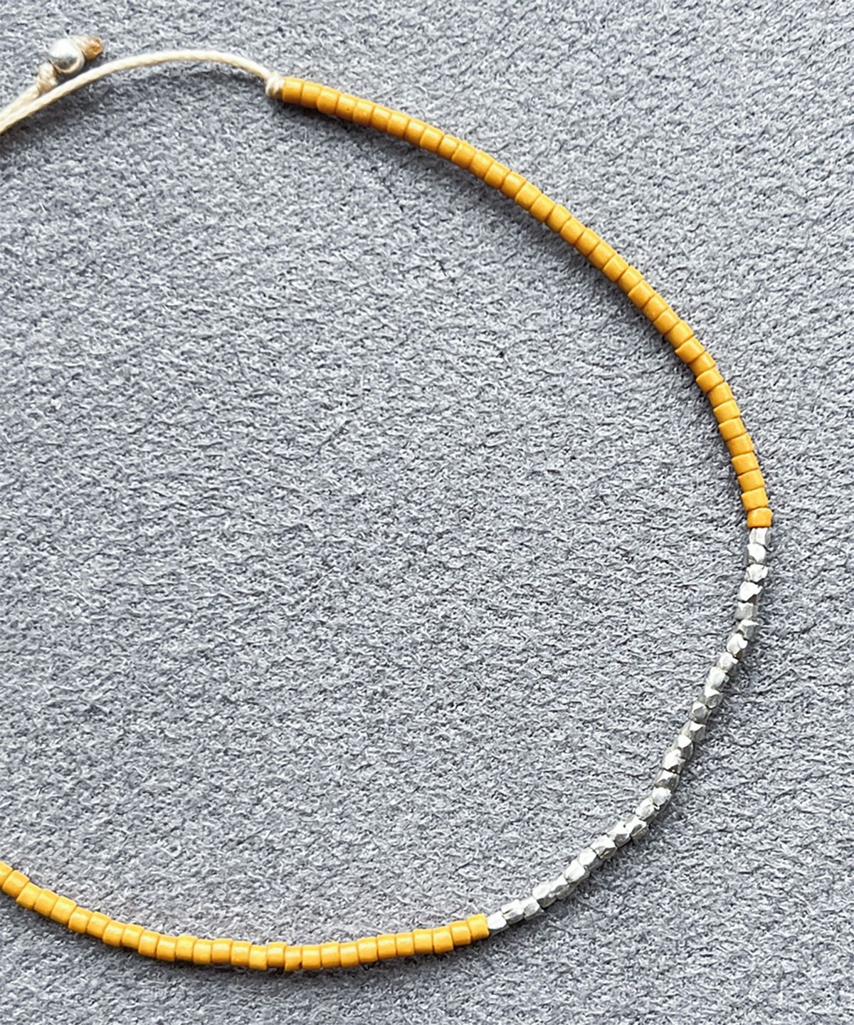 림바(RIMBA) [Leju] Single Handwoven Bracelet in Mustard & Silver