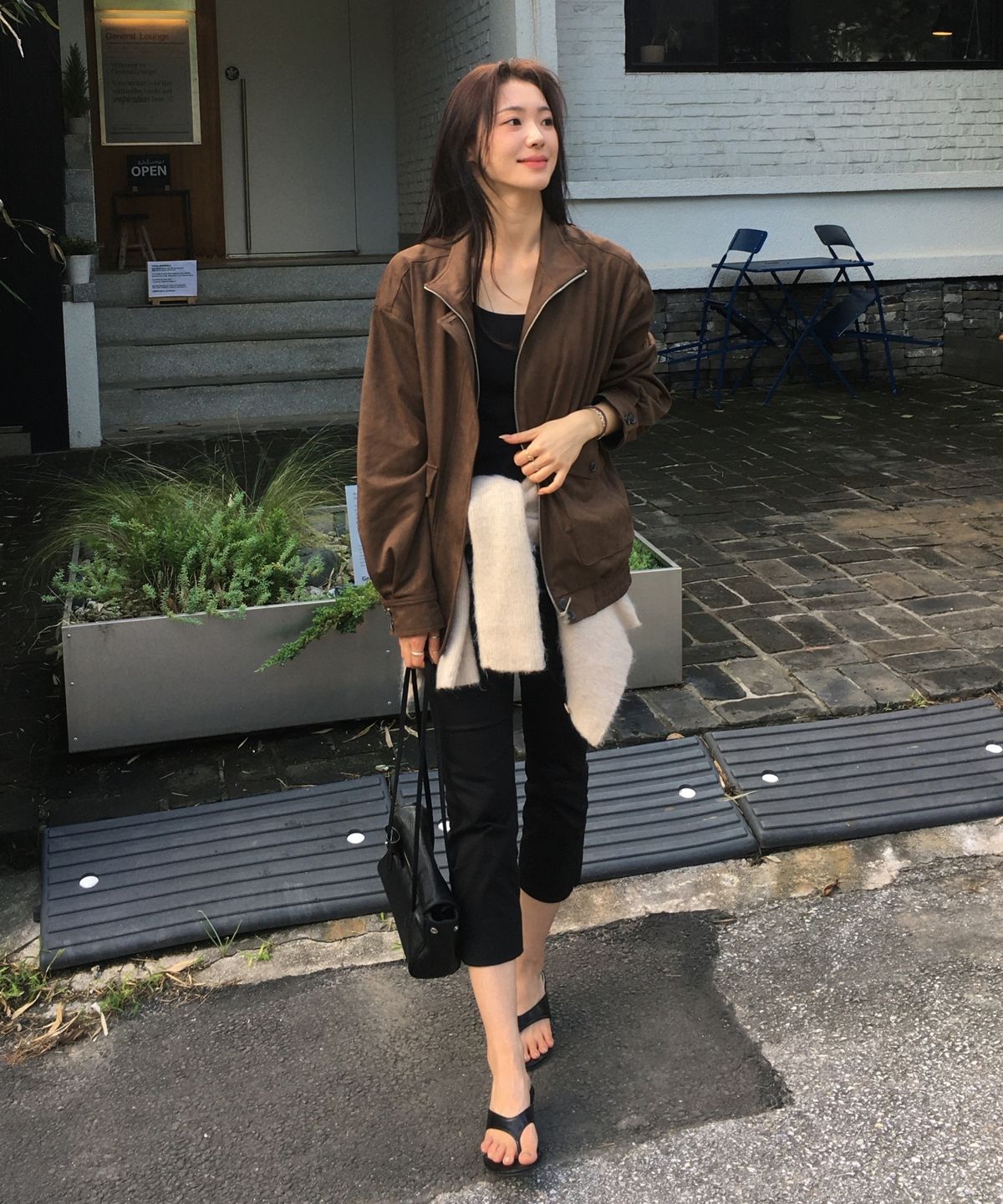 어나우트(UNNOUT) SUEDE BLOUSON JACKET ASH BROWN