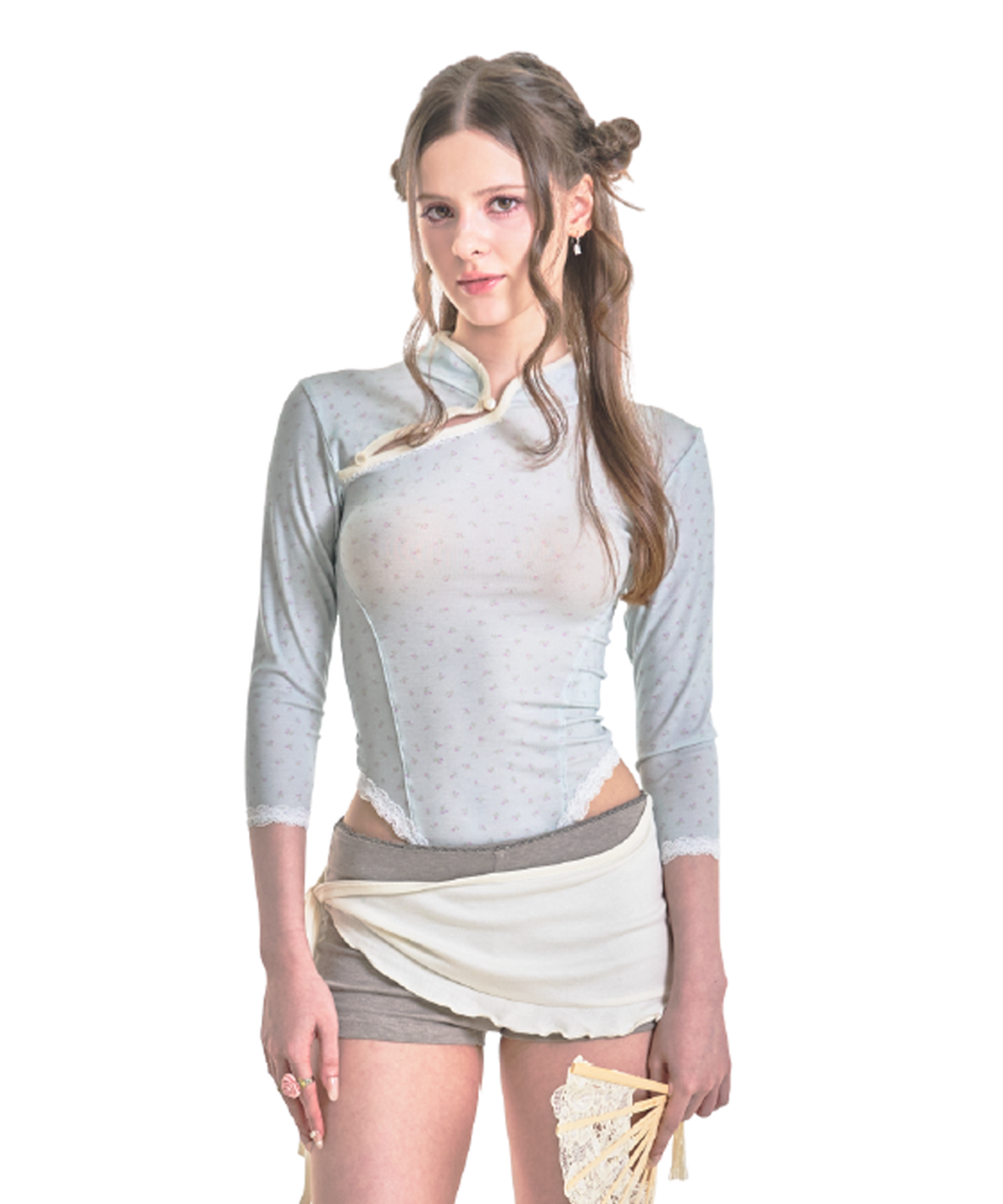 포어링(FORUSRING) Cocoa wrap skirt-pants (ivory-grey)