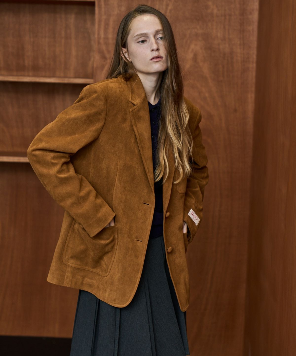 그리다제이(GRIDAJ) Oversized Atelier Suede Blazer _  Classic Camel
