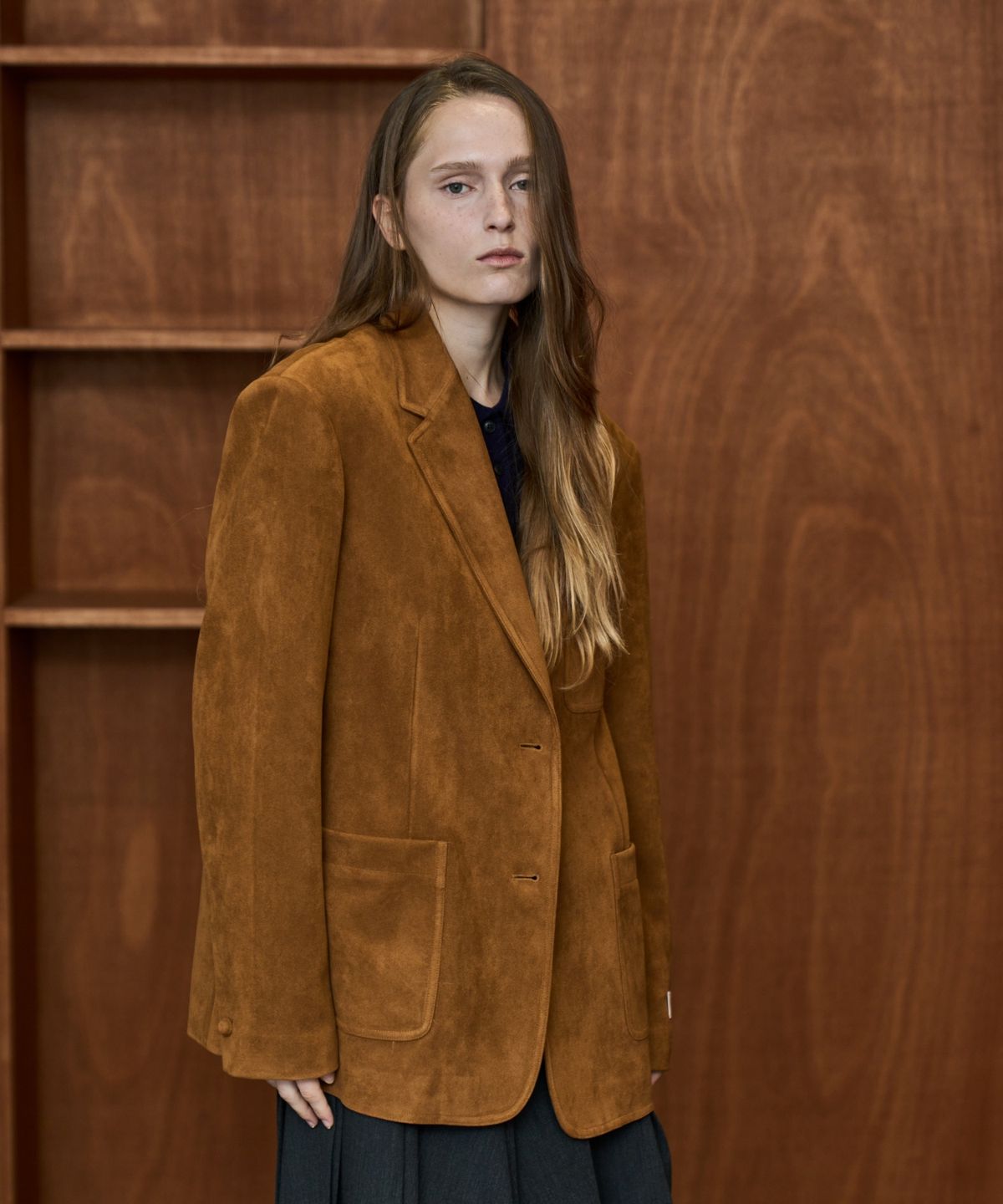 그리다제이(GRIDAJ) Oversized Atelier Suede Blazer _  Classic Camel