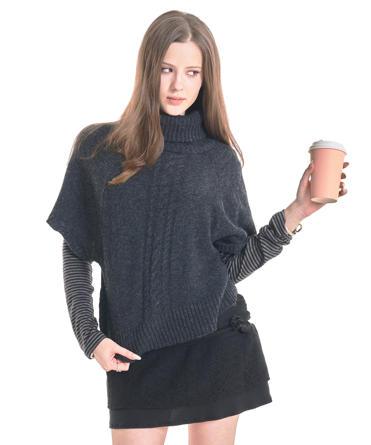 포어링(FORUSRING) Toffee knit mini skirts (black)