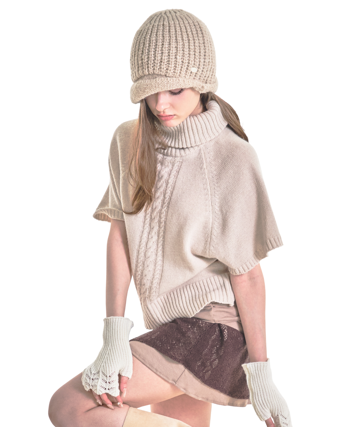 포어링(FORUSRING) Toffee knit mini skirts (brown)