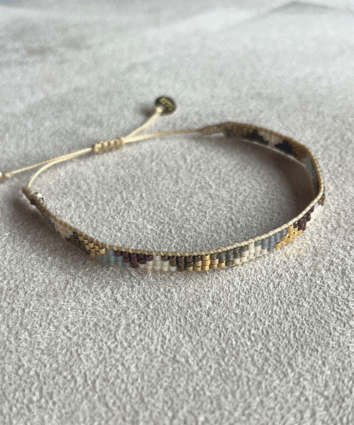 림바(RIMBA) [Leju] Handmade Beaded Bracelet in Grey and Copper