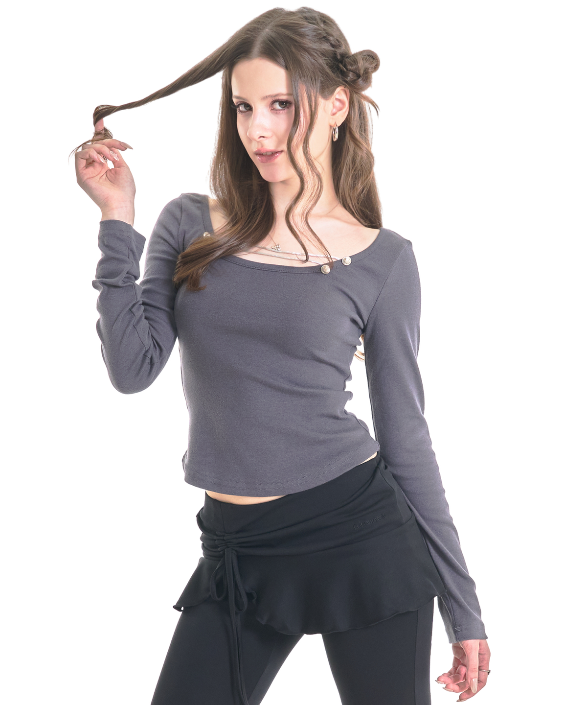 포어링(FORUSRING) Fleur napoleon tee (charcoal)