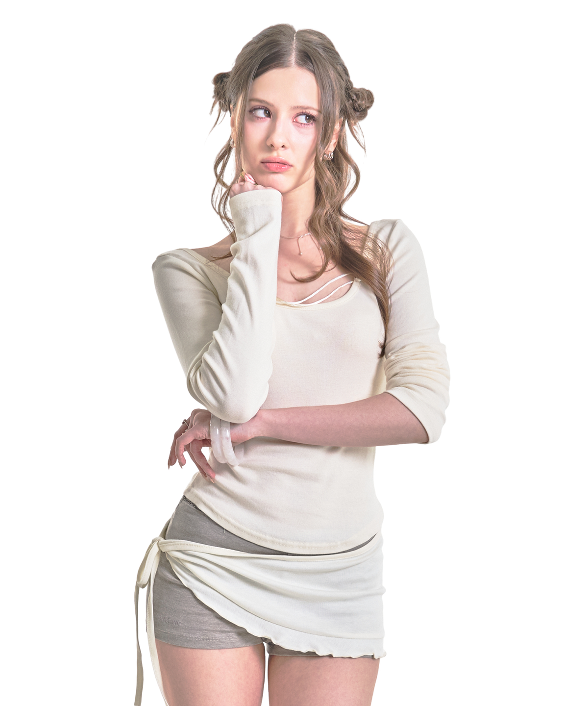 포어링(FORUSRING) Fleur napoleon tee (ivory)