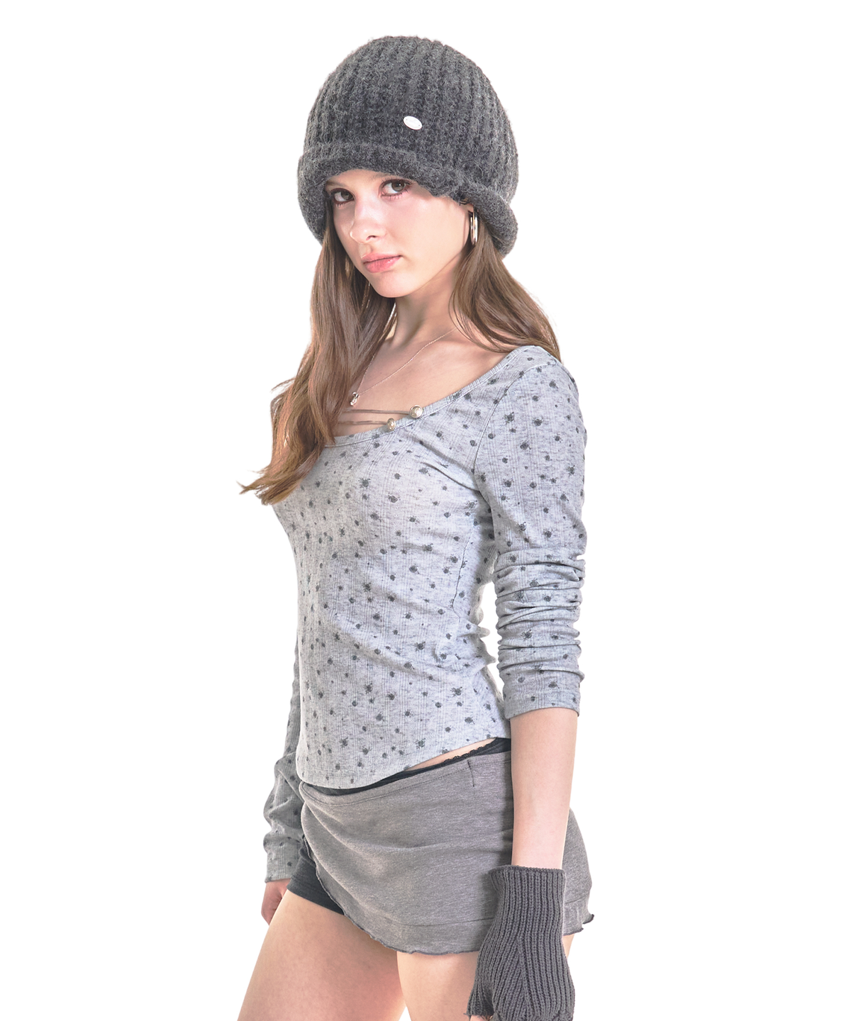 포어링(FORUSRING) Fleur napoleon tee (grey flower)