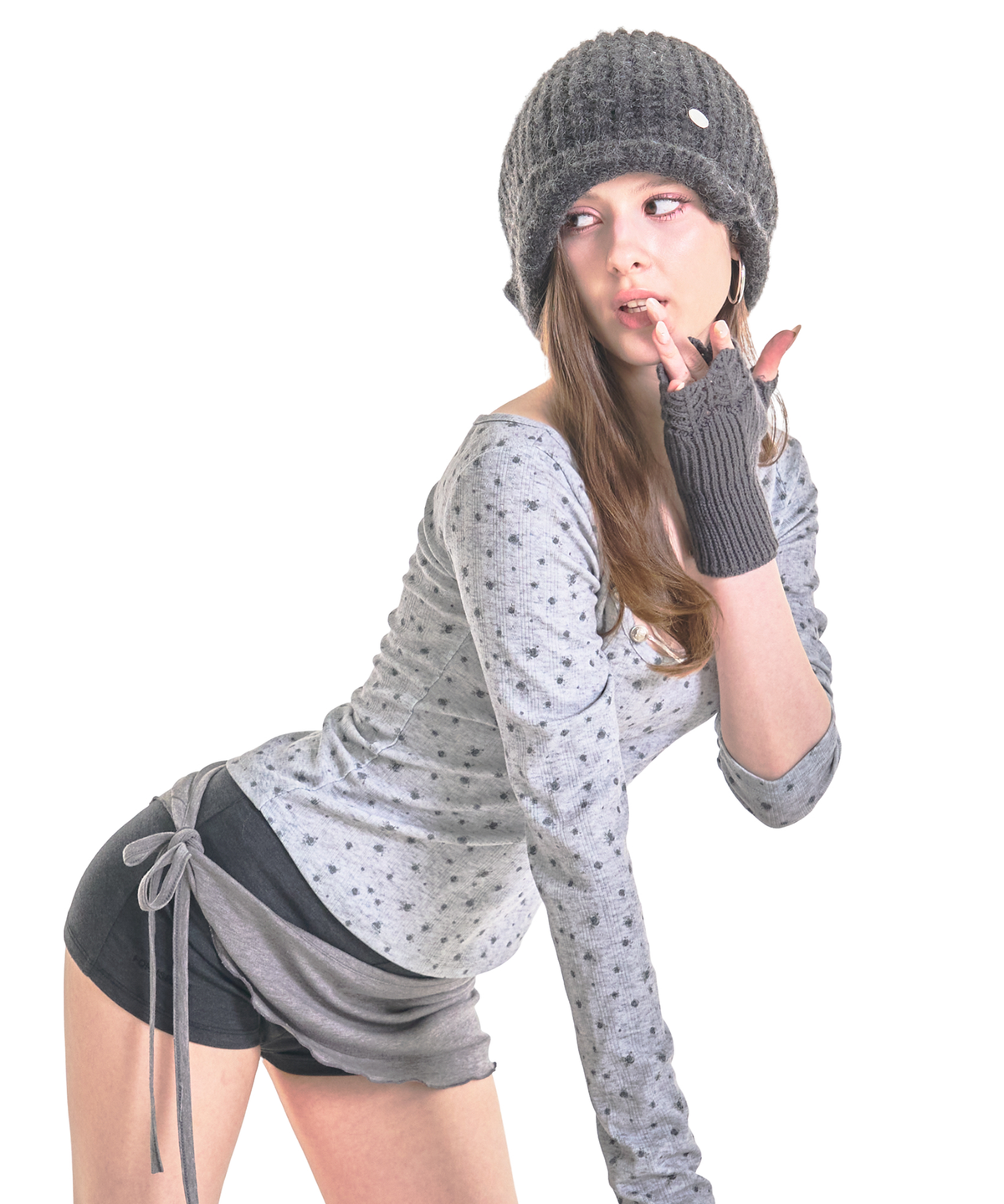포어링(FORUSRING) Fleur napoleon tee (grey flower)